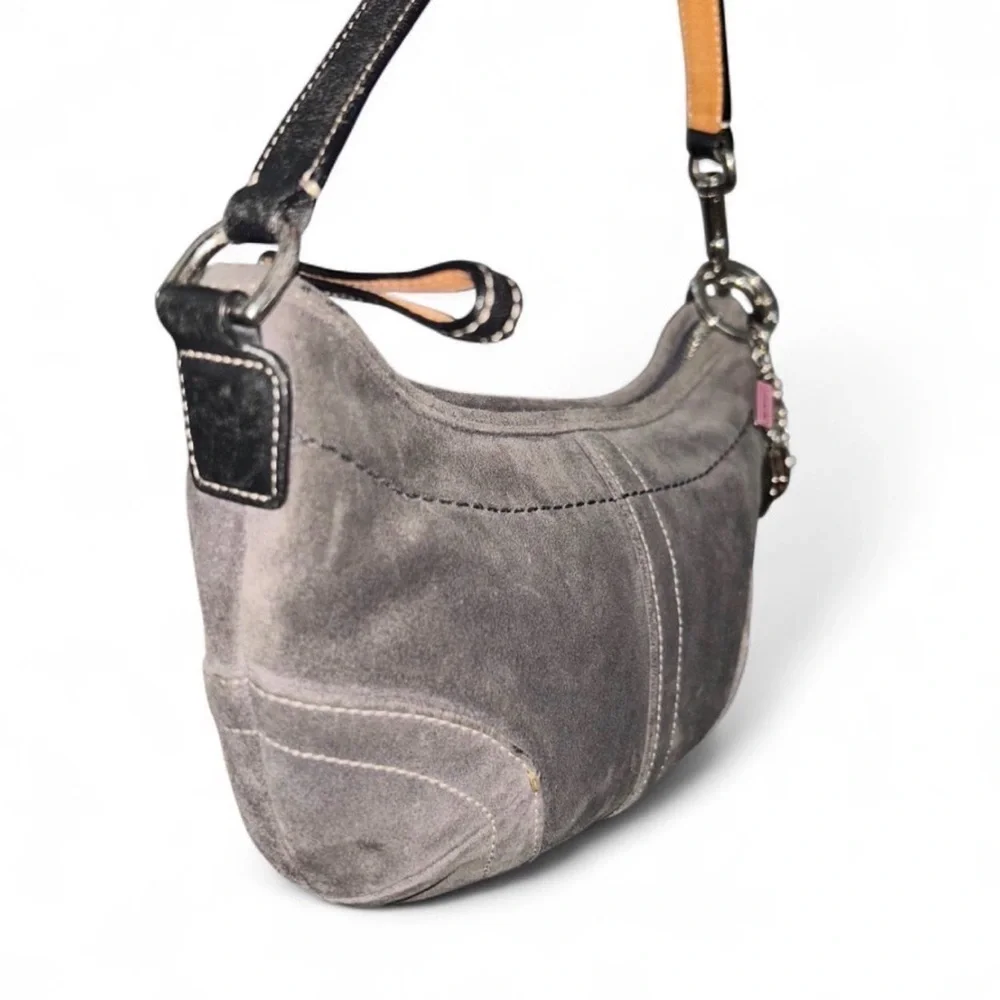 Coach Bag Suede Gray Shoulder Handbag